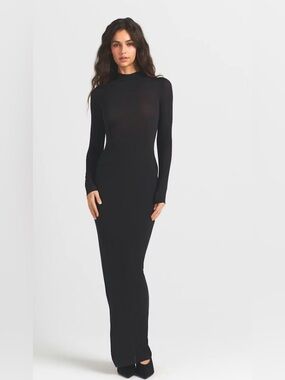 SKIMS | Dresses | Skims Long Sleeve Maxi Dress Black Shimmer